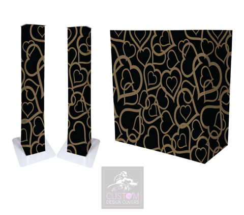 Gold Hearts Lycra DJ Booth Covers  (PACKAGE BUNDLE) - COMBI