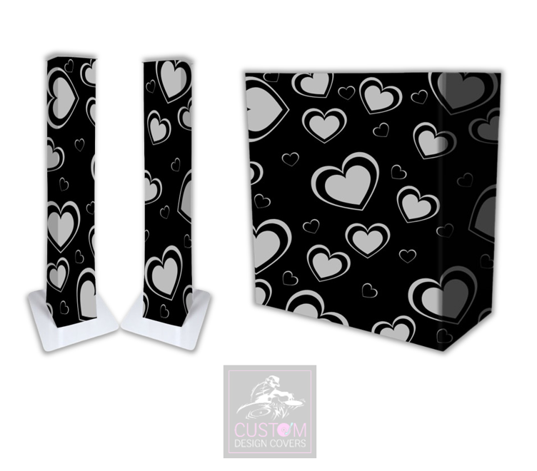 Grey Hearts Lycra DJ Booth Cover (PACKAGE BUNDLE)
