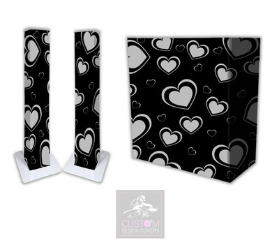 Grey Hearts Lycra DJ Booth Cover (PACKAGE BUNDLE)