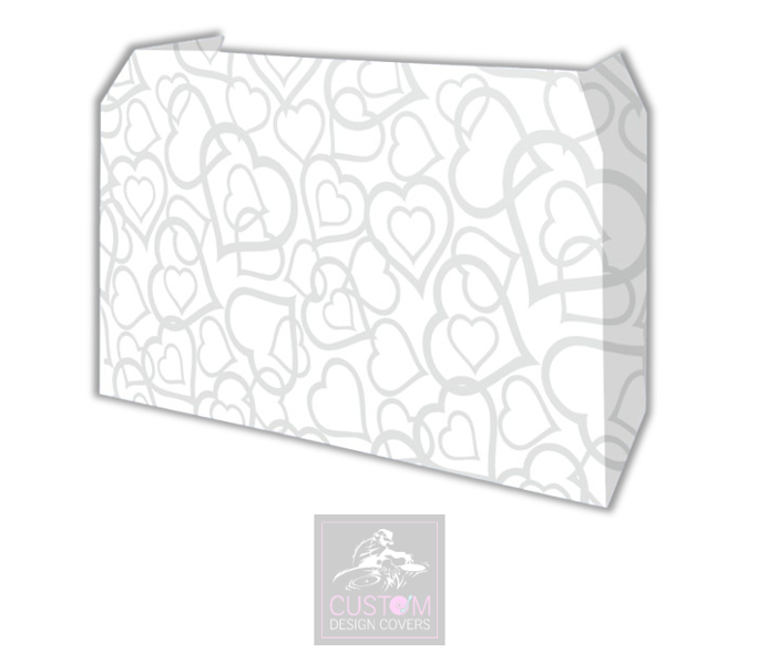 White Wedding Grey Hearts Lycra DJ Booth Cover