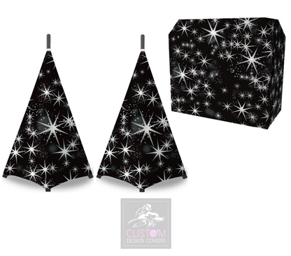 Black Silver Star Lycra DJ Covers (PACKAGE BUNDLE) - MKII 