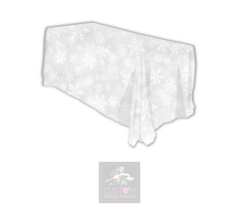 Snowflakes on Grey Rectangle Table Cover 