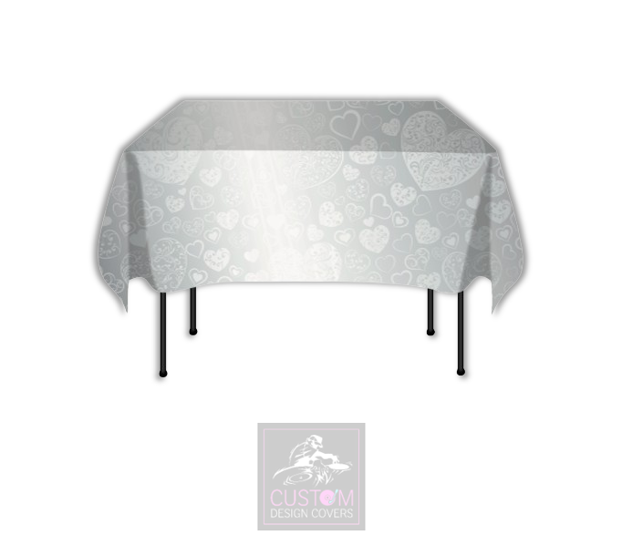 Hearts on Grey Square Table Cover