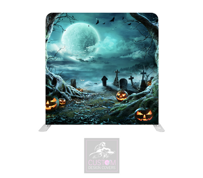 Pumpkin Graveyard Lycra Pillowcase Backdrop Cover (DOUBLE SIDED)