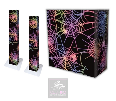 Halloween Multi-coloured UV Effect Spider Web Lycra DJ Booth Cover (PACKAGE BUNDLE) - COMBI