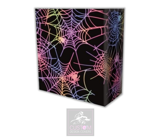 Multicoloured UV Effect Halloween Spider Web- Lycra DJ Booth Cover