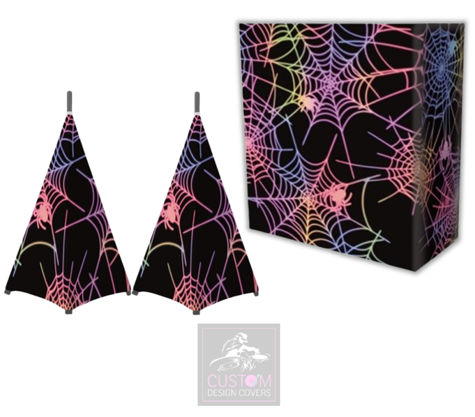 Halloween Multi-coloured UV Effect Spider Web Lycra DJ Booth Cover (PACKAGE BUNDLE)