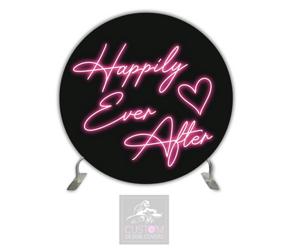 Happily Ever After-Black Full Circle Pillowcase Backdrop Cover (DOUBLE SIDED) 