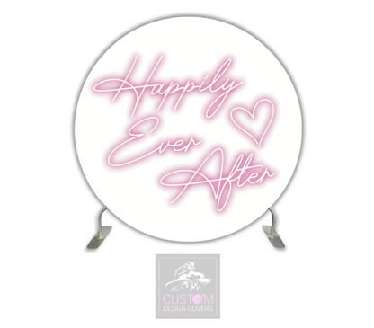 Happily Ever After-White Full Circle Pillowcase Backdrop Cover (DOUBLE SIDED) 