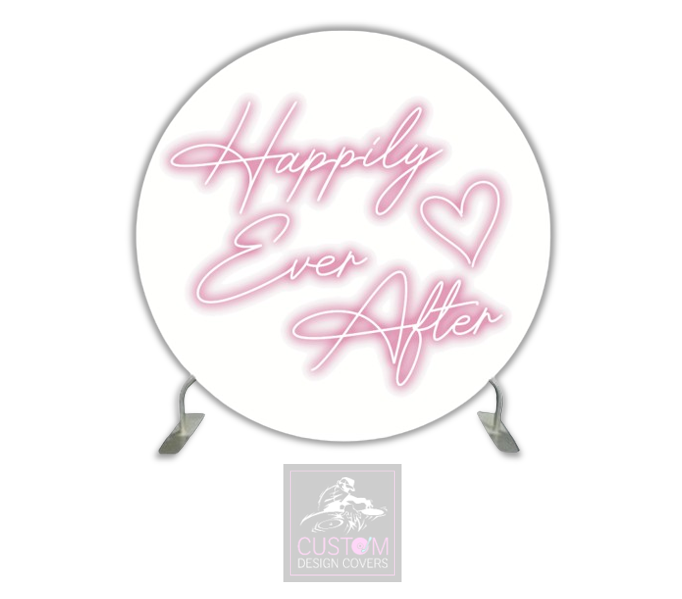 Happily Ever After-White Full Circle Pillowcase Backdrop Cover (DOUBLE SIDED) 