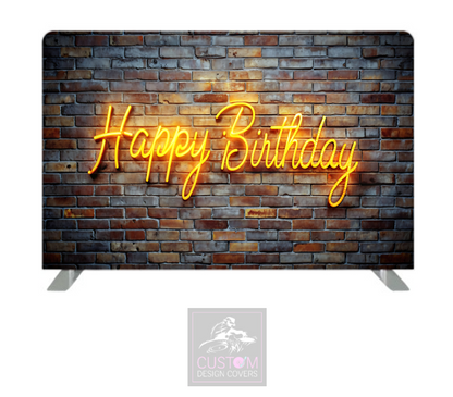 Happy Birthday Brick Wall Lycra Pillowcase Backdrop Cover