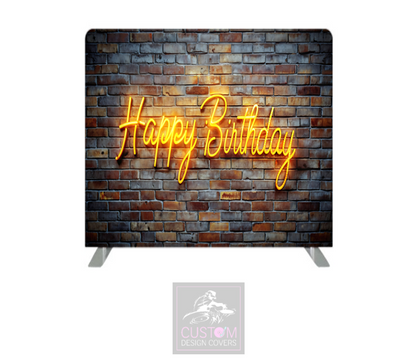 Happy Birthday Brick Wall Lycra Pillowcase Backdrop Cover