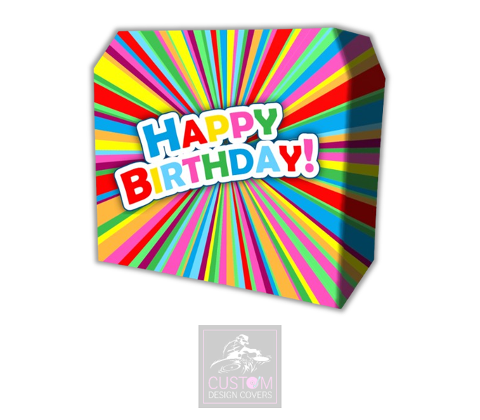 Happy Birthday Starburst Lycra DJ Booth Cover (PACKAGE BUNDLE)