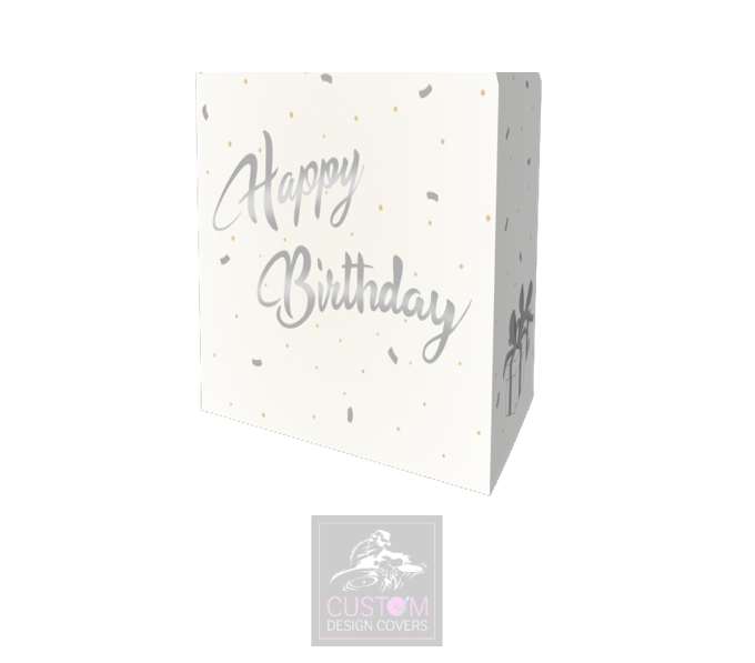 Happy Birthday Silver/Grey on White Booth Cover Combi