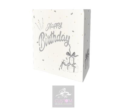 Happy Birthday Silver/Grey on White Booth Cover Combi