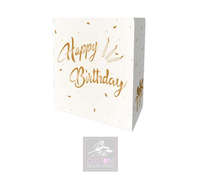 Happy Birthday Gold on White Booth Cover Combi