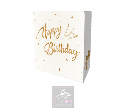 Happy Birthday Gold on White Booth Cover Truss