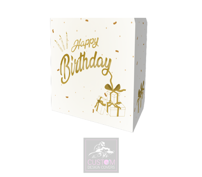 Happy Birthday Gold on White Booth Cover Combi