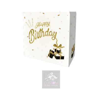 Happy Birthday Gold on White Booth Cover Combi