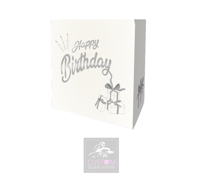 Happy Birthday Grey on White Booth Cover Combi