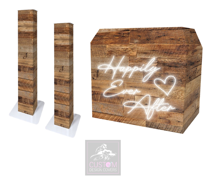 Rustic Happily Ever After Lycra DJ Booth Cover  (PACKAGE BUNDLE) - MKII 