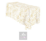 Gold Hearts on White Rectangle Table Cover