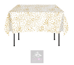 Gold Hearts on White Square Table Cover