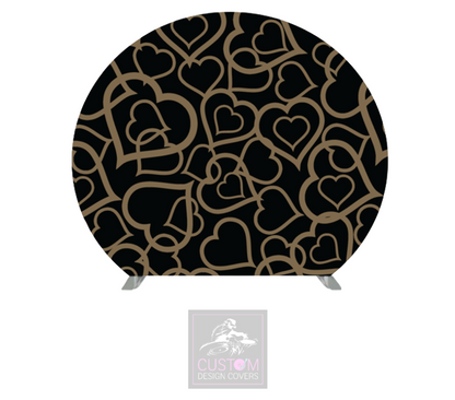 Gold Hearts Half Circle Backdrop Cover