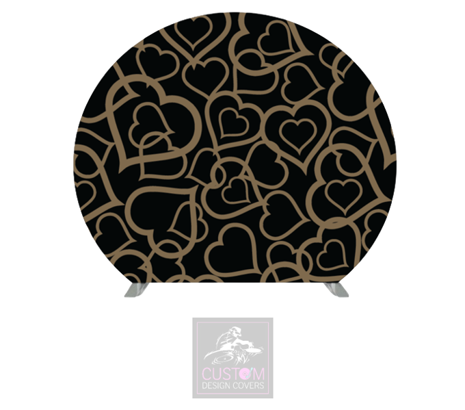 Gold Hearts Half Circle Backdrop Cover