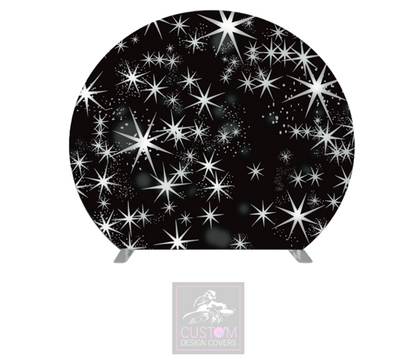 Silver Stars Half Circle Pillowcase Backdrop Cover (DOUBLE SIDED)