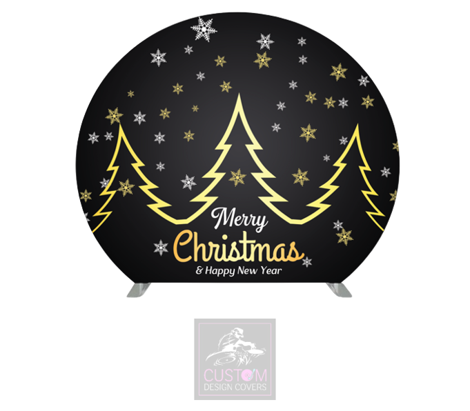 Black & Gold Christmas Half Circle Backdrop Cover