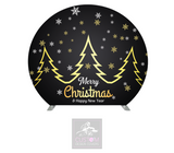 Black & Gold Christmas Half Circle Backdrop Cover (DOUBLE SIDED)