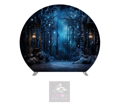 Christmas Woodland Half Circle Backdrop Cover (DOUBLE SIDED)