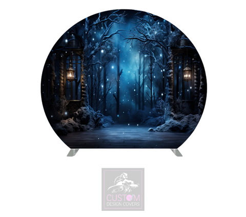 Christmas Woodland Half Circle Backdrop Cover (DOUBLE SIDED)