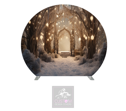 Christmas Walk Half Circle Pillowcase Backdrop Cover