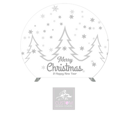 White & Grey Christmas Half Circle Backdrop Cover