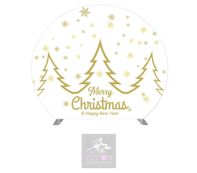 White & Gold Christmas Half Circle Backdrop Cover