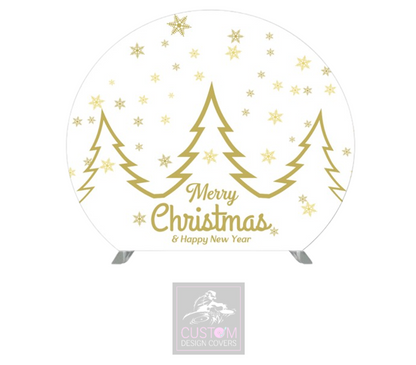 White & Gold Christmas Half Circle Backdrop Cover (DOUBLE SIDED)