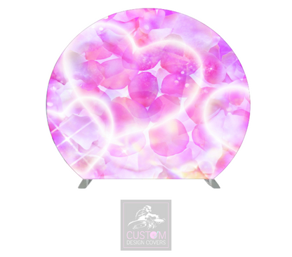 Pink Hearts Half Circle Backdrop Cover