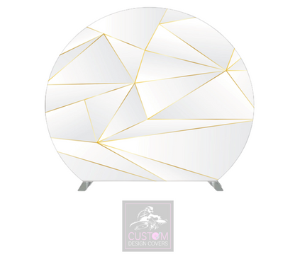 White & Gold Geometric Half Circle Pillowcase Backdrop Cover