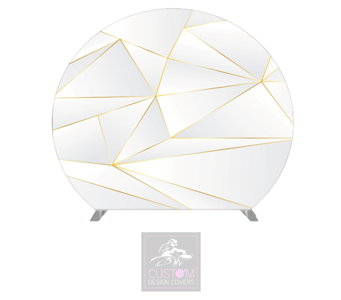 White & Gold Geometric Half Circle Backdrop Cover