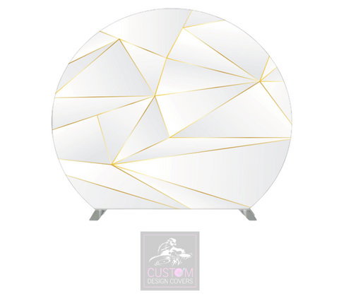 White & Gold Geometric Half Circle Backdrop Cover (DOUBLE SIDED)