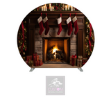Christmas Fireplace Half Circle Backdrop Cover (DOUBLE SIDED)