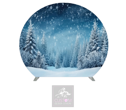 Christmas Trees Half Circle Backdrop Cover