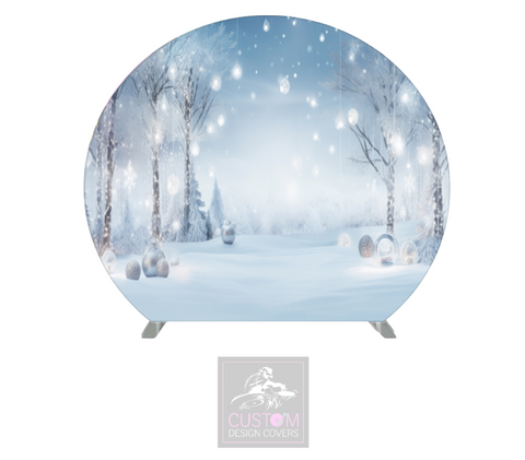 Snowy Half Circle Backdrop Cover (DOUBLE SIDED)