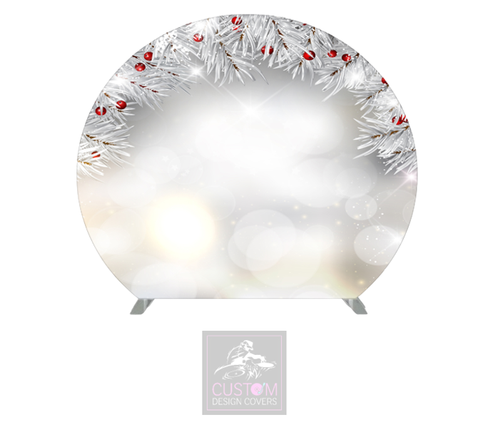 White Christmas Wreath Half Circle Pillowcase Backdrop Cover (DOUBLE SIDED)