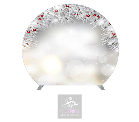 White Christmas Wreath Half Circle Backdrop Cover (DOUBLE SIDED)