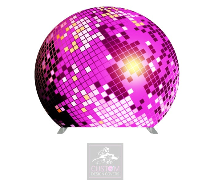 Pink Mirror Ball Half Circle Pillowcase Backdrop Cover