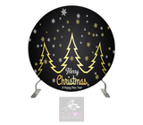 Black & Gold Christmas Full Circle Backdrop Cover (DOUBLE SIDED)