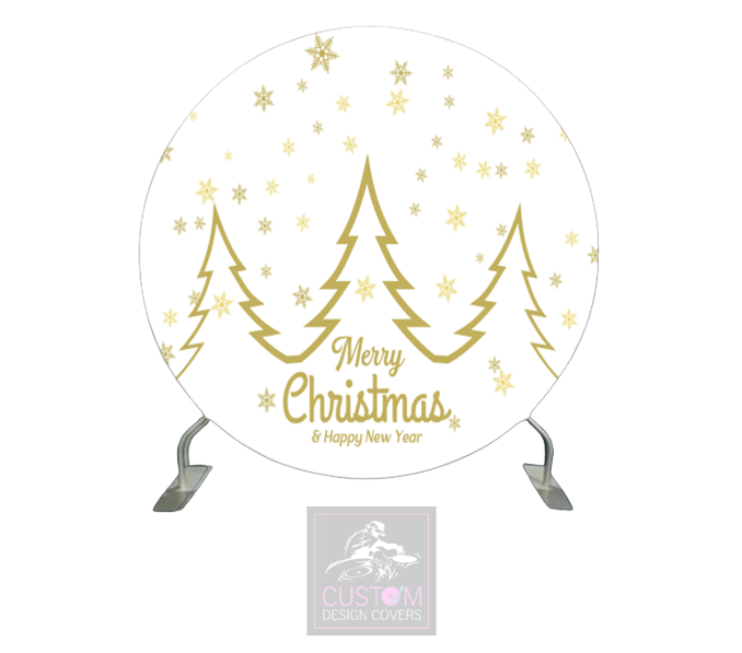 White & Gold Christmas Full Circle Backdrop Cover (DOUBLE SIDED)